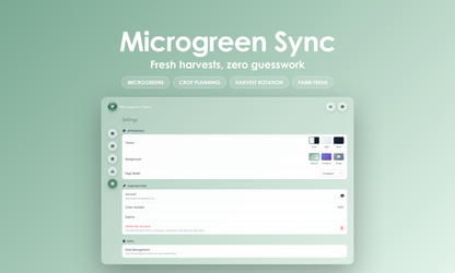 Microgreen Sync - Settings