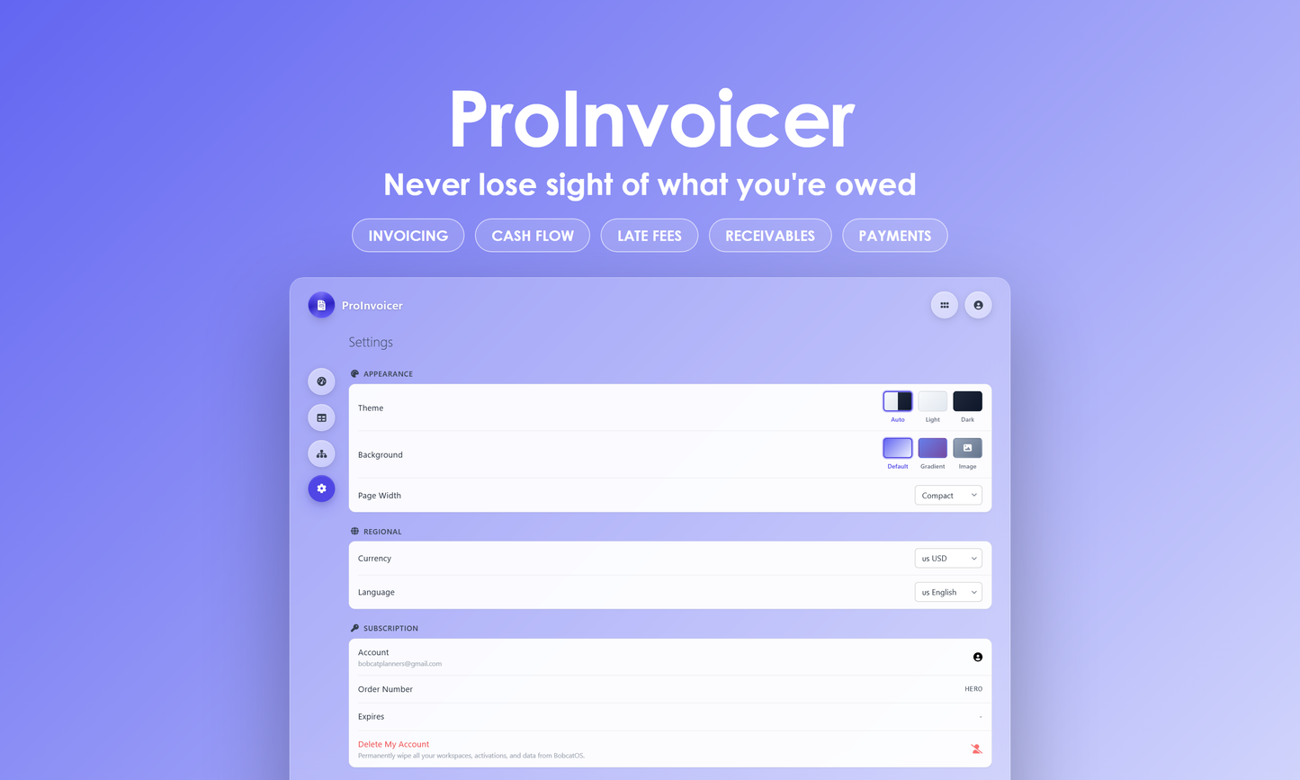 ProInvoicer - Settings