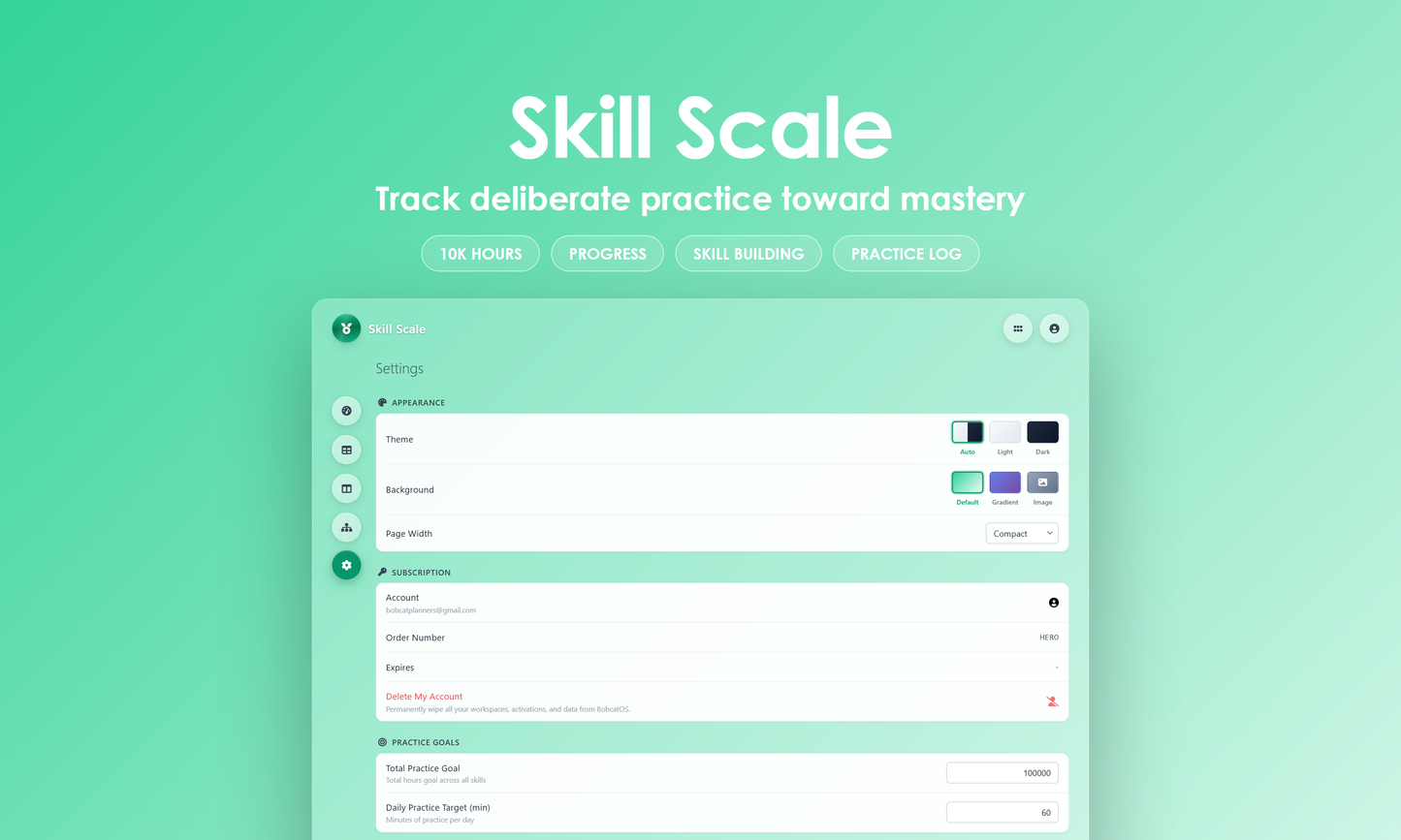 Skill Scale - Settings