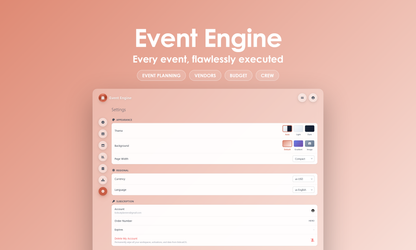Event Engine - settings