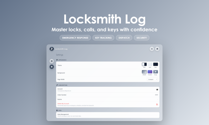 Locksmith Log - Settings