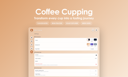 Coffee Cupping - Settings