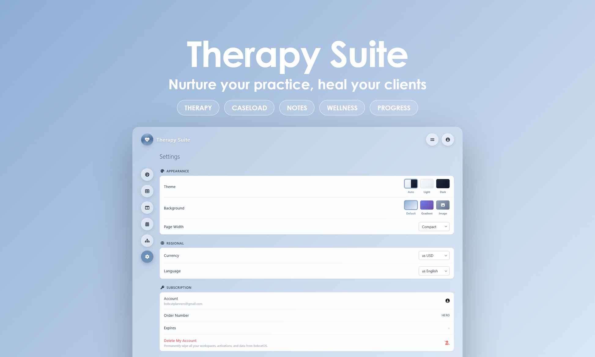 Therapy Suite - Settings