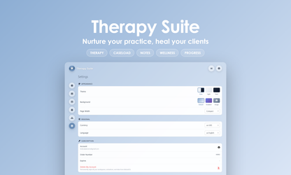 Therapy Suite - Settings