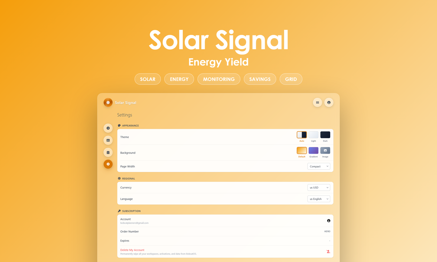 Solar Signal - Settings