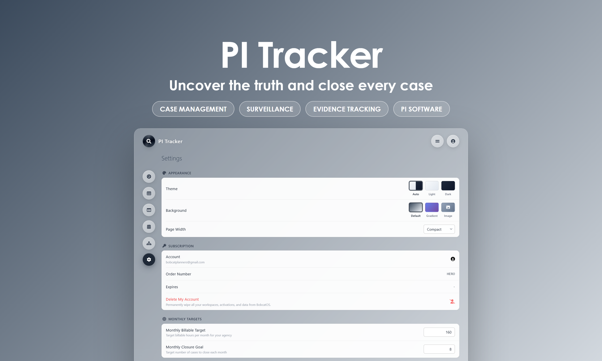 PI Tracker - Settings