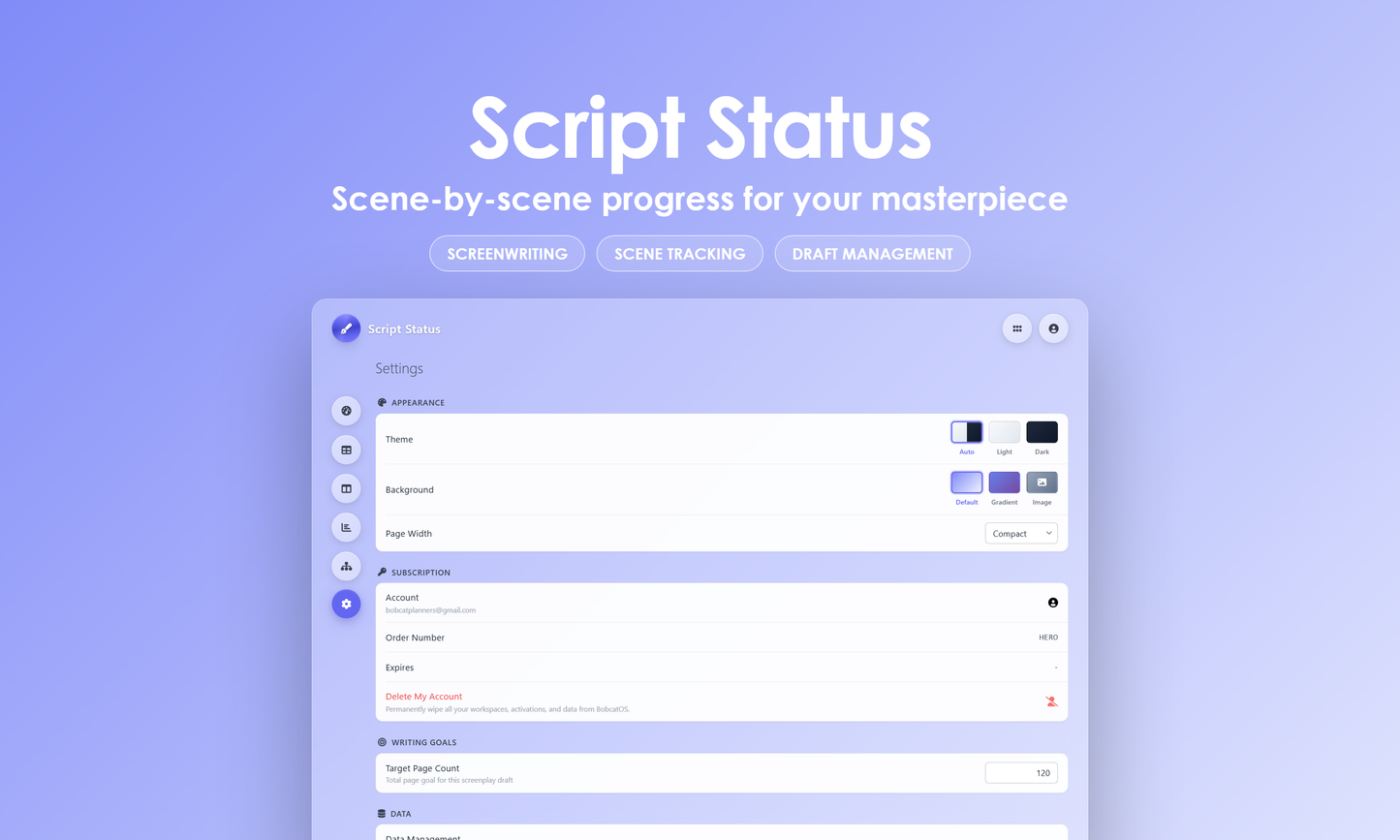 Script Status - Settings