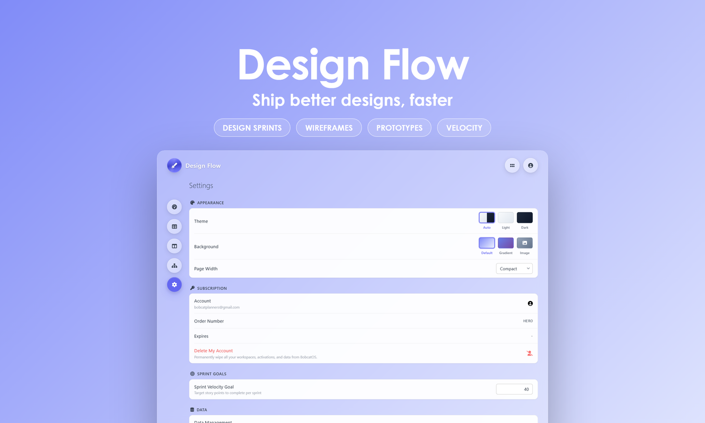 Design Flow - Settings