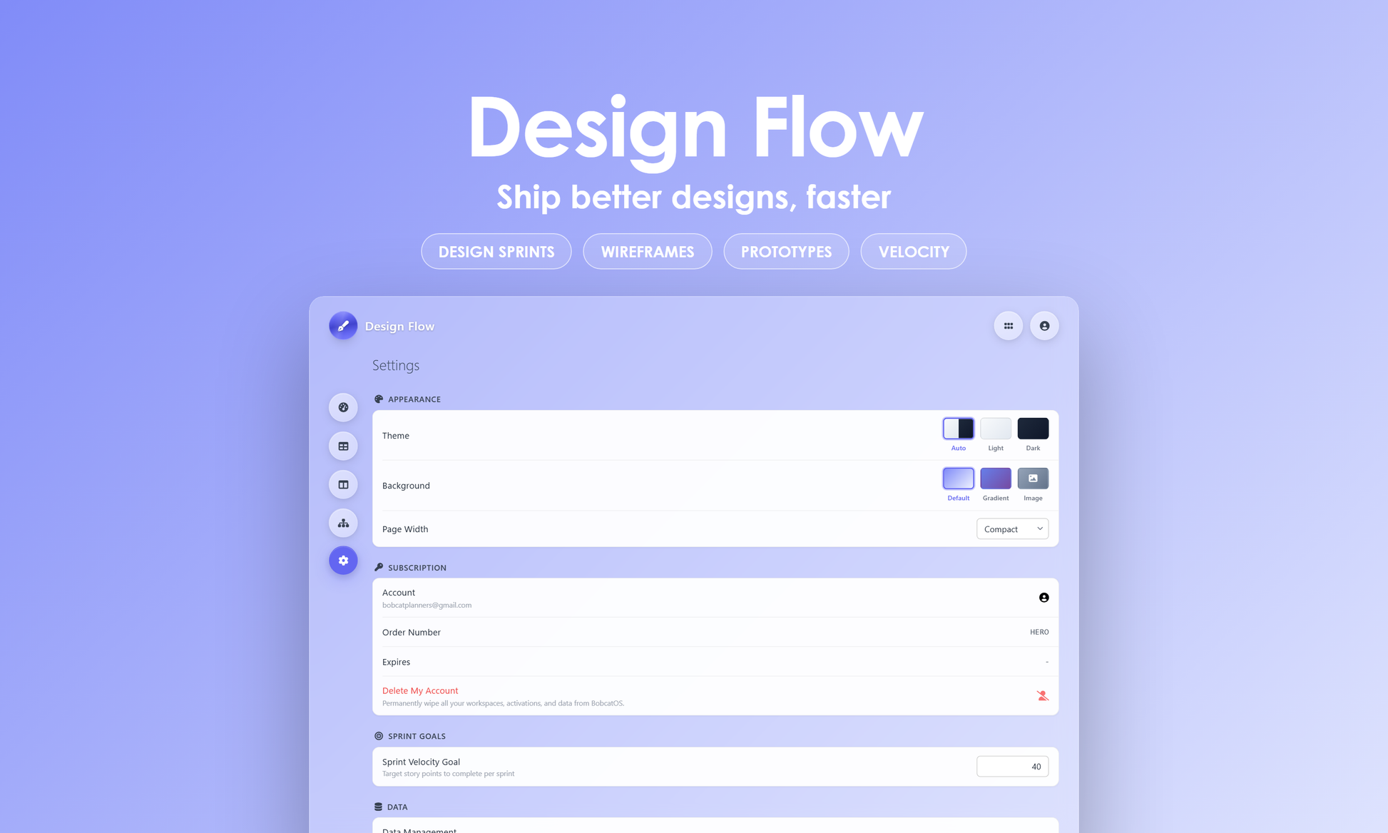 Design Flow - Settings