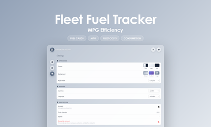 Fleet Fuel Tracker - Settings