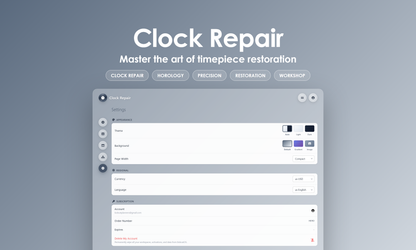 Clock Repair - Settings