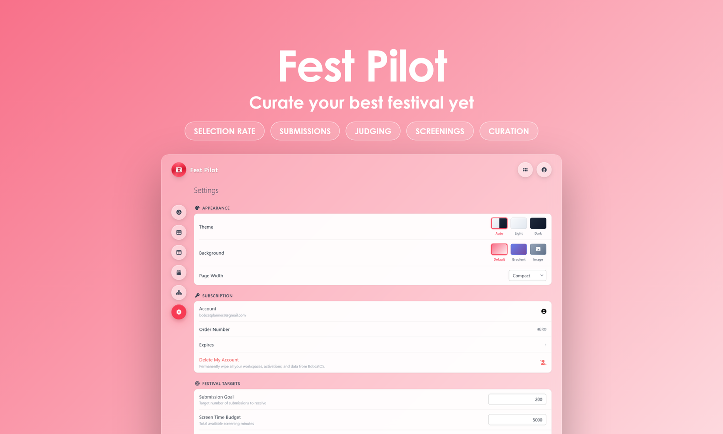 Fest Pilot - Settings
