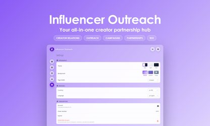 Influencer Outreach - Settings