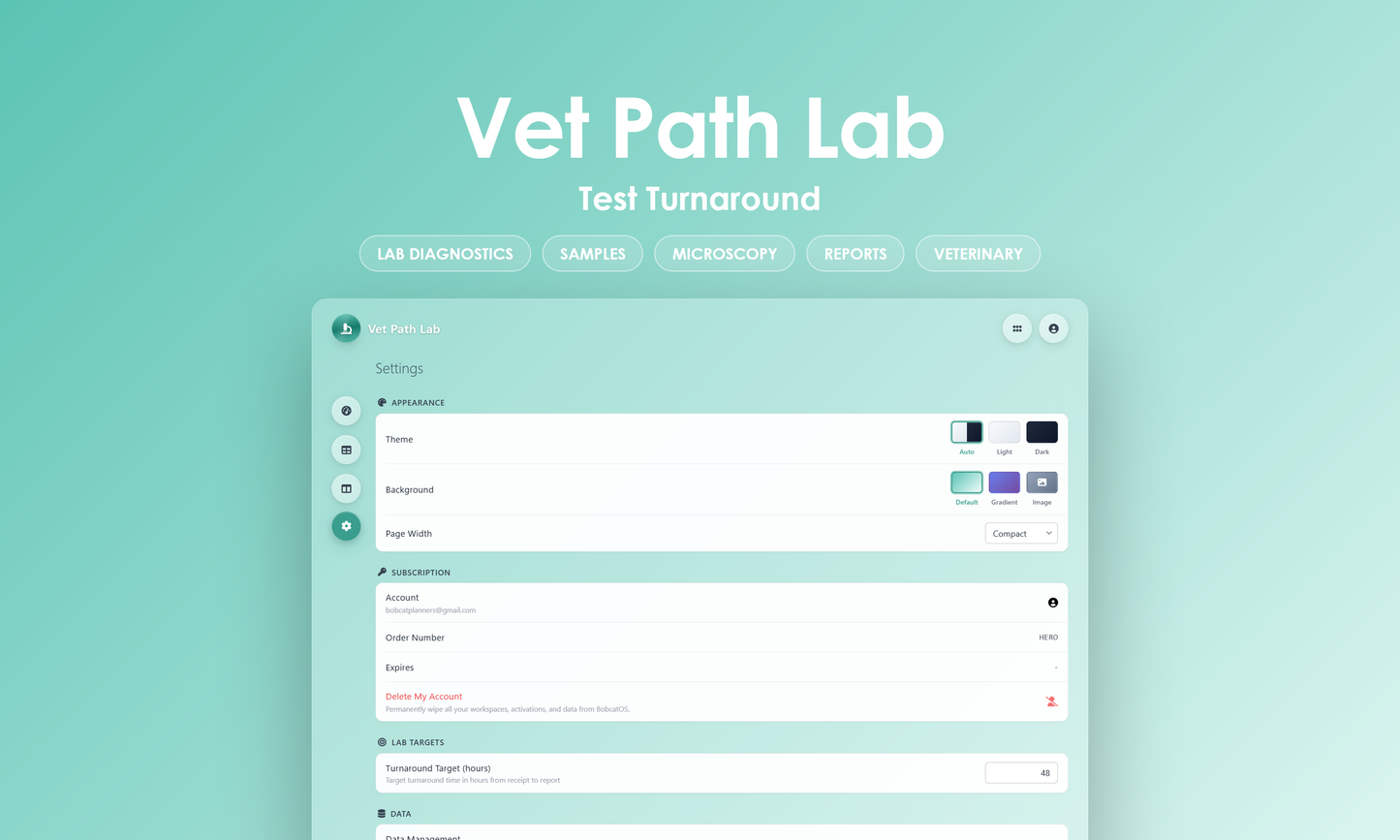 Vet Path Lab - Settings