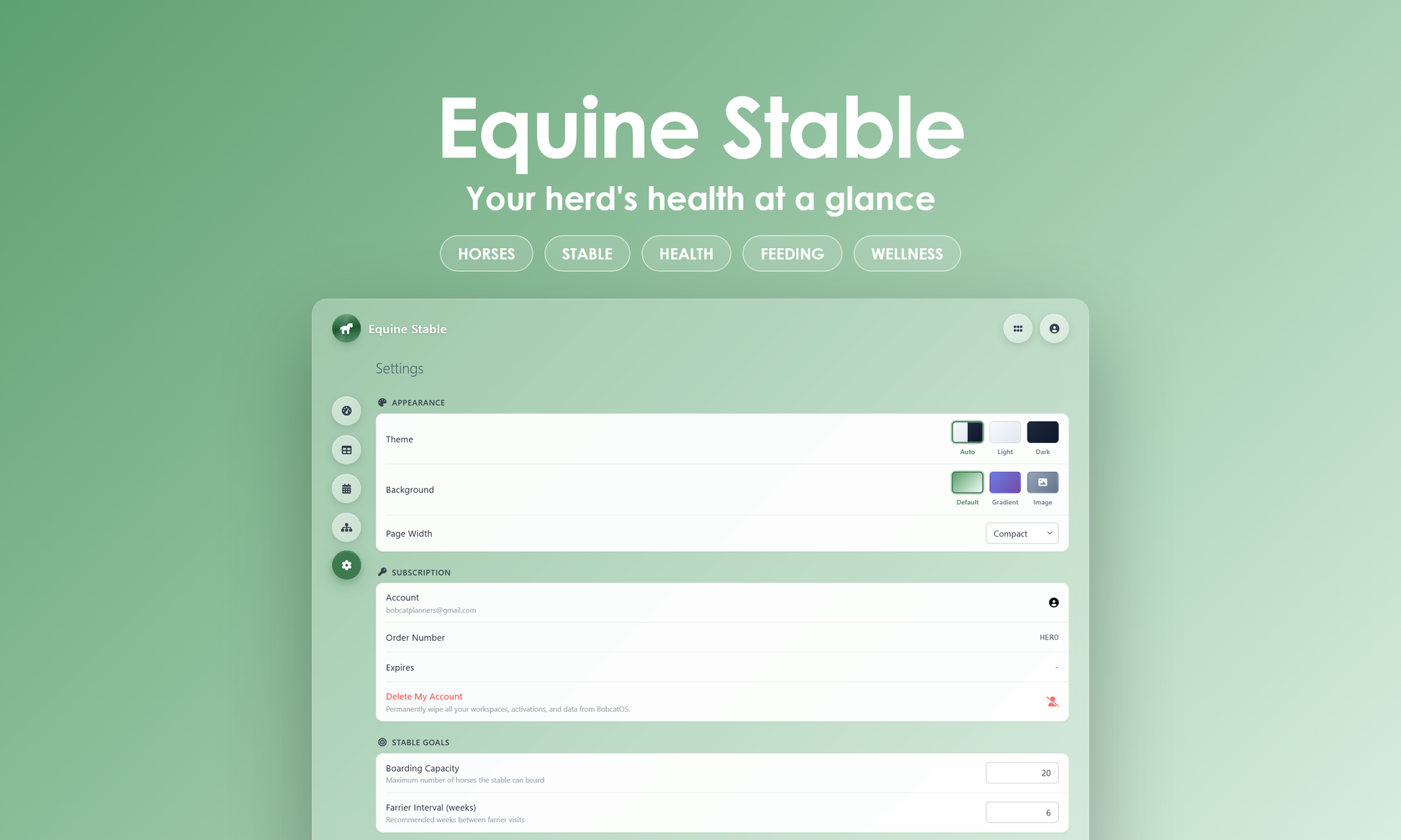Equine Stable - Settings
