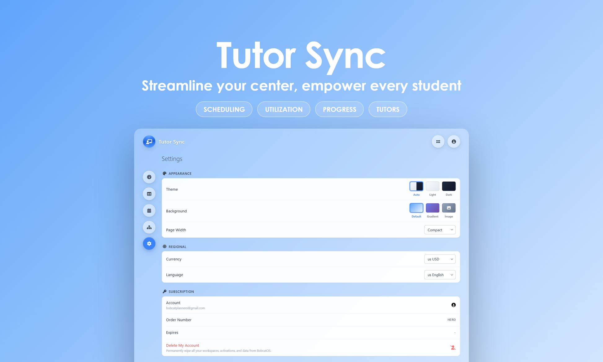Tutor Sync - Settings