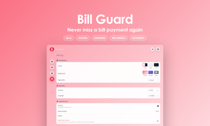 Bill Guard - Settings
