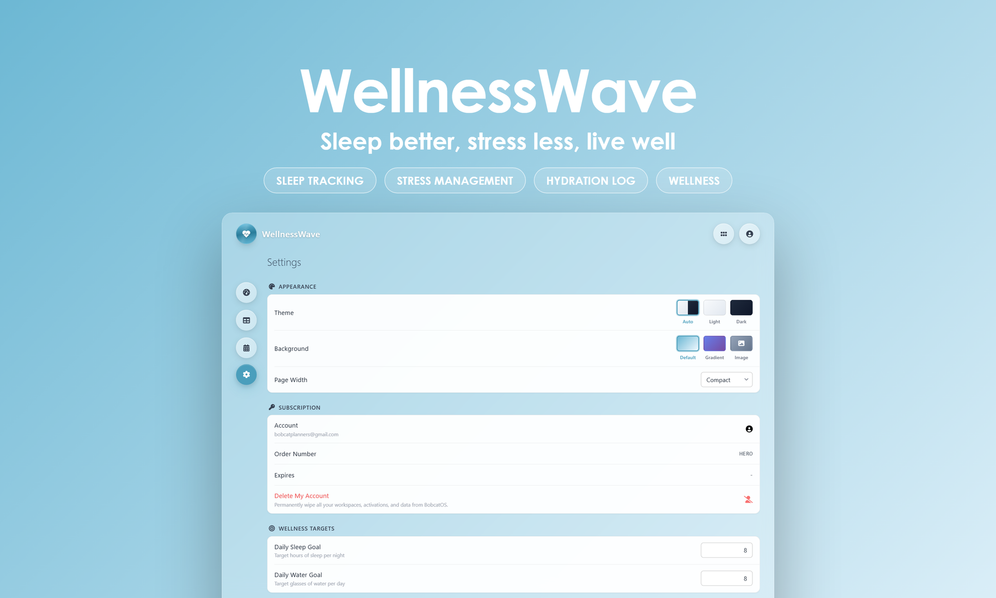 WellnessWave - Settings