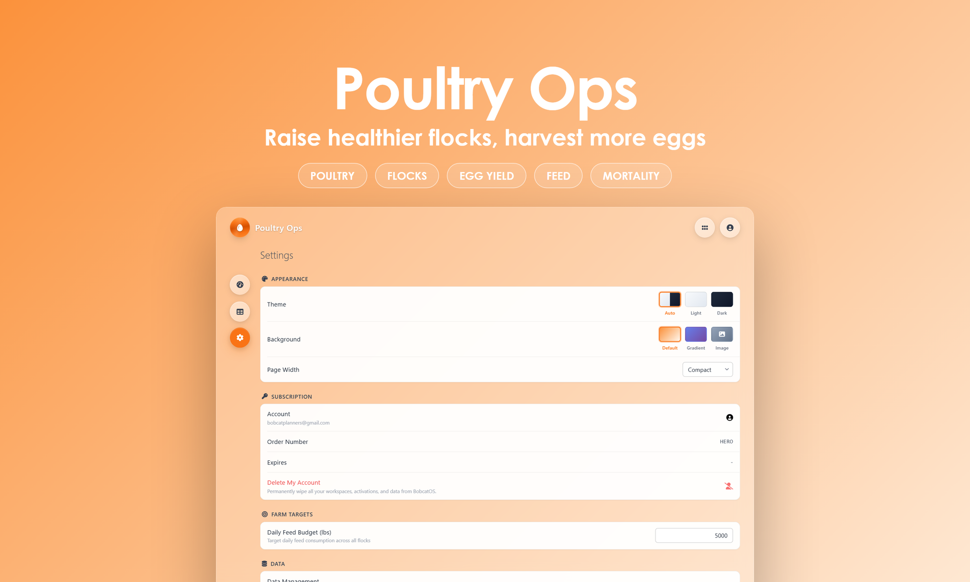 Poultry Ops - Settings