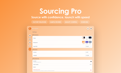 Sourcing Pro - Settings