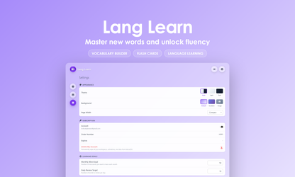 Lang Learn - Settings