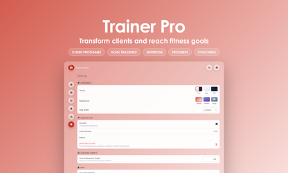 Trainer Pro - Settings