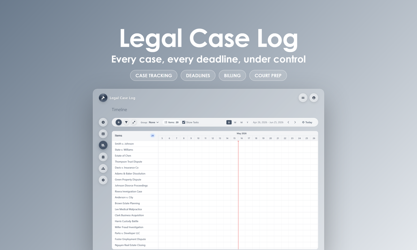 Legal Case Log - Timeline