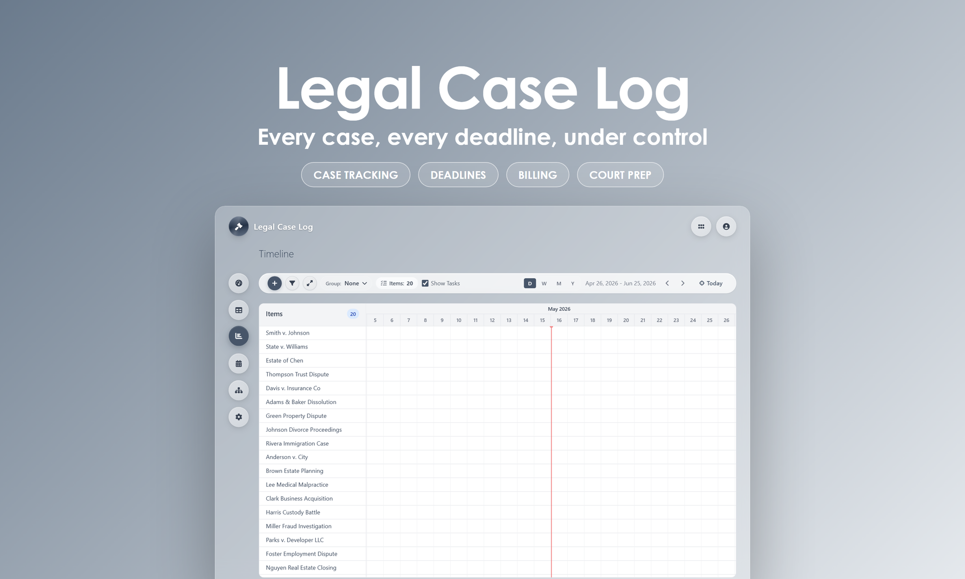 Legal Case Log - Timeline