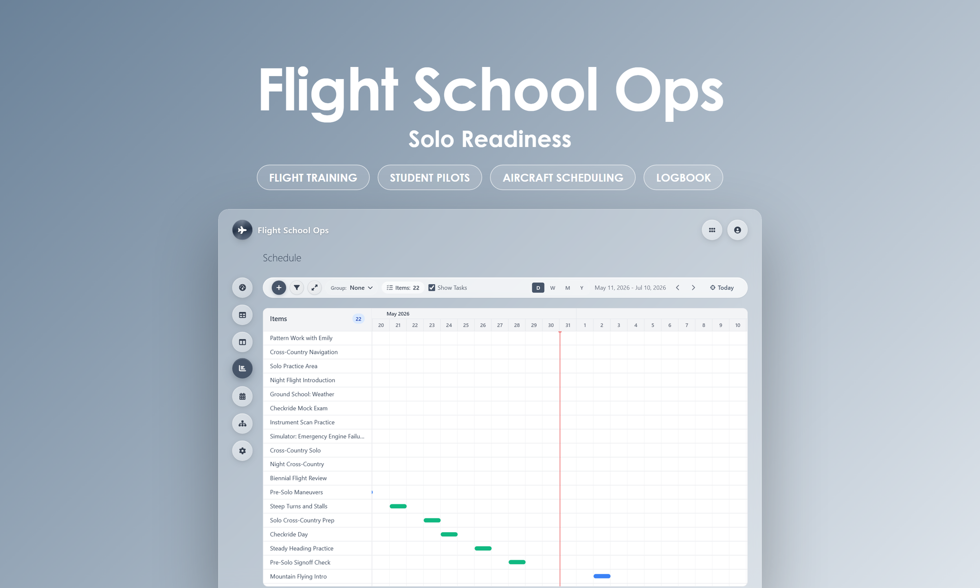 Flight School Ops - Timeline
