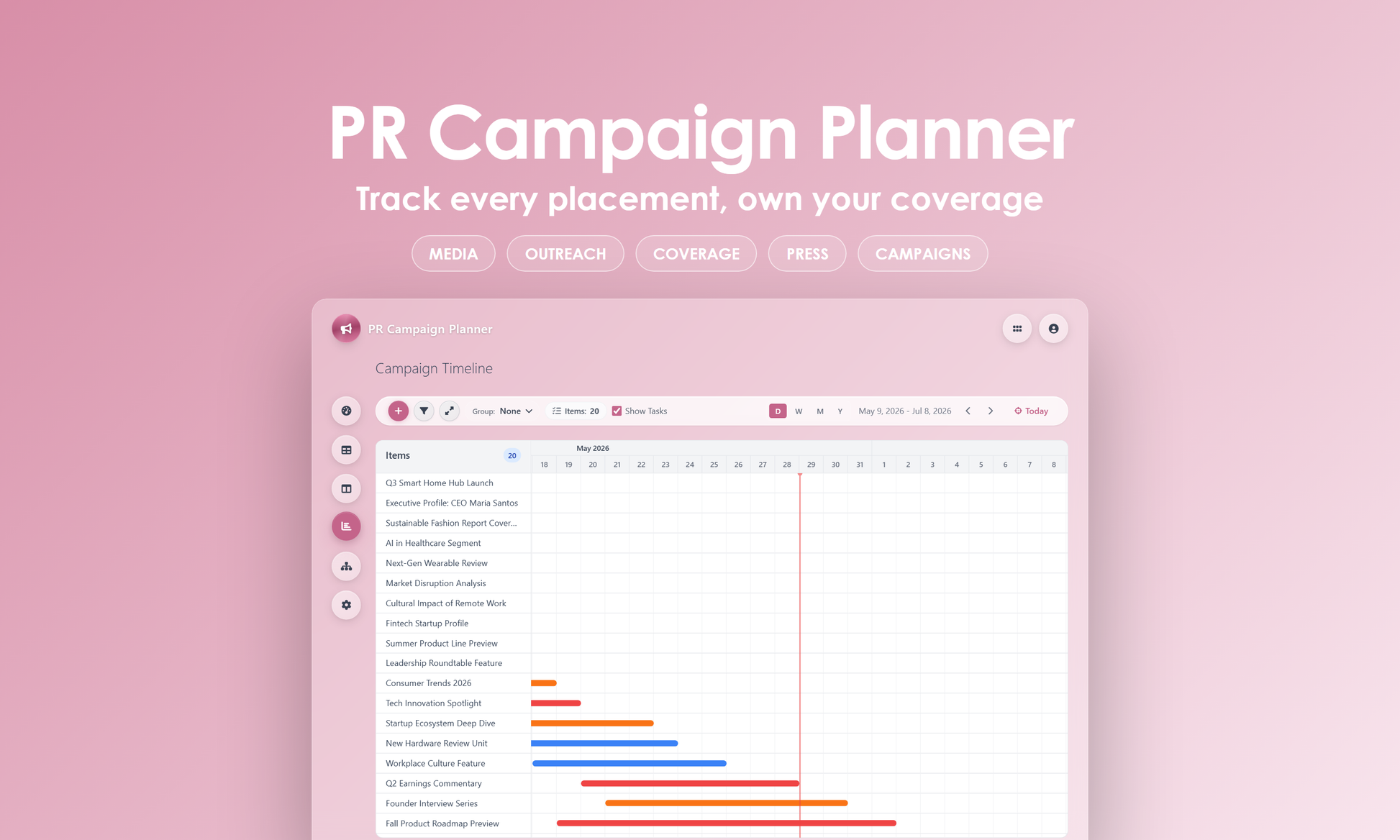 PR Campaign Planner - Timeline
