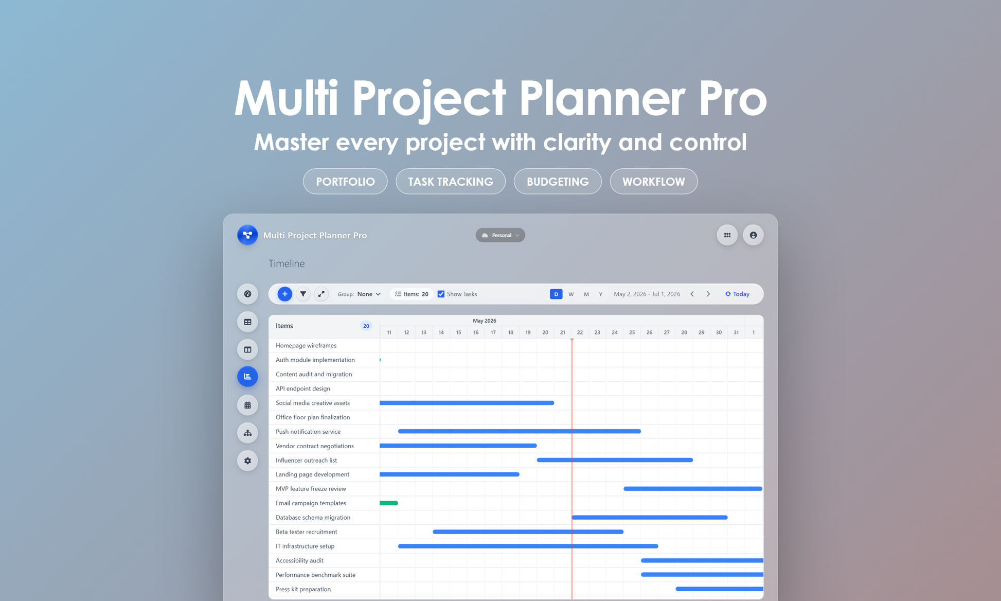 Multi Project Planner Pro - Timeline