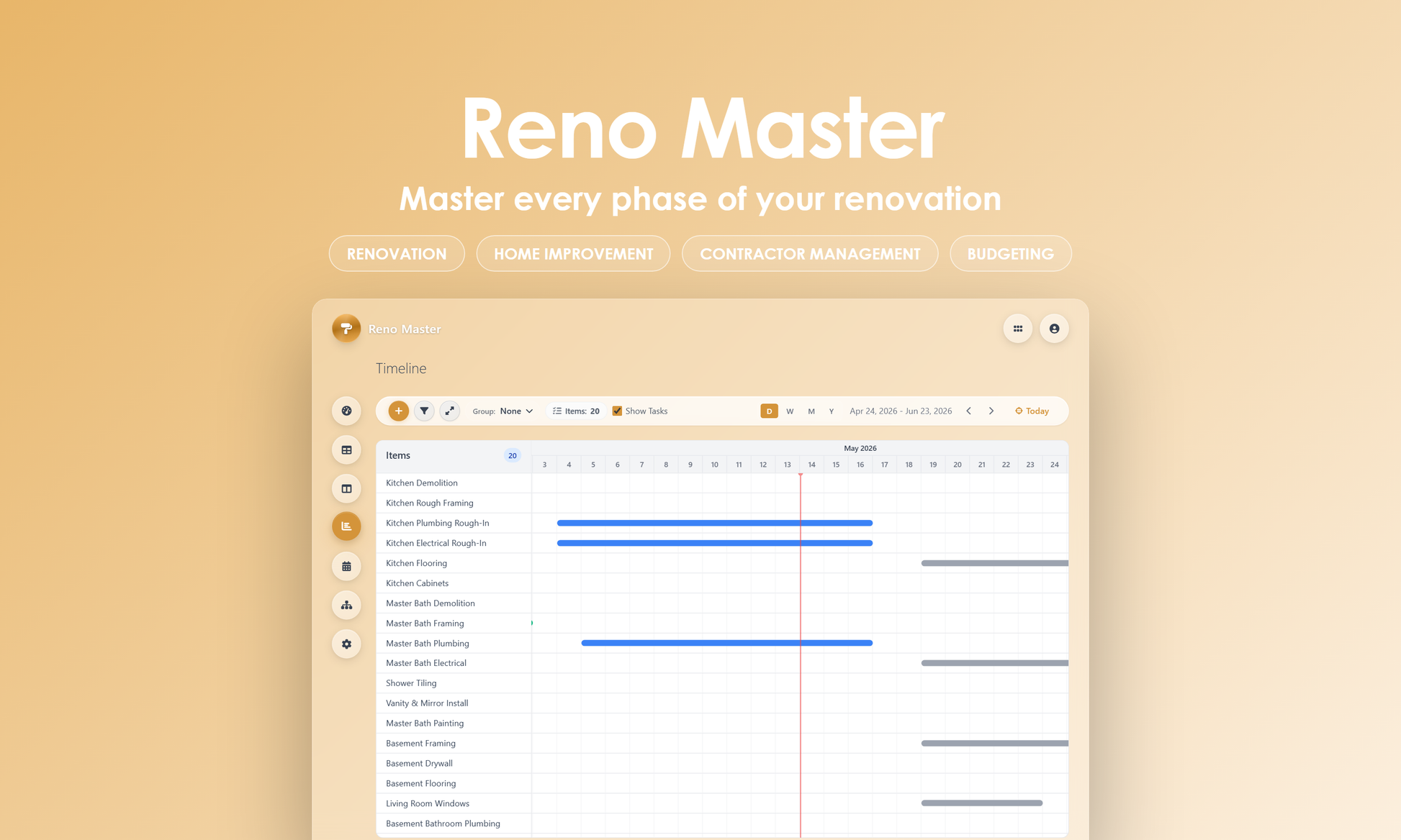 Reno Master - timeline